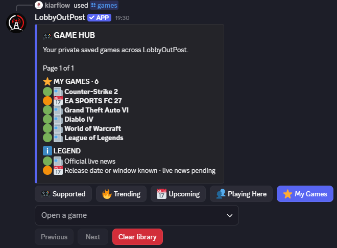 Echter LobbyOutPost-Bot-Screenshot · My Games